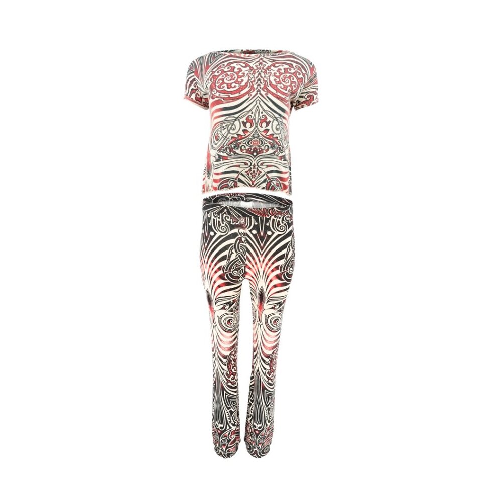 SS96 JPG Jeans 2-Piece Jersey Knit Cyberbaba Print Top & Pant Set